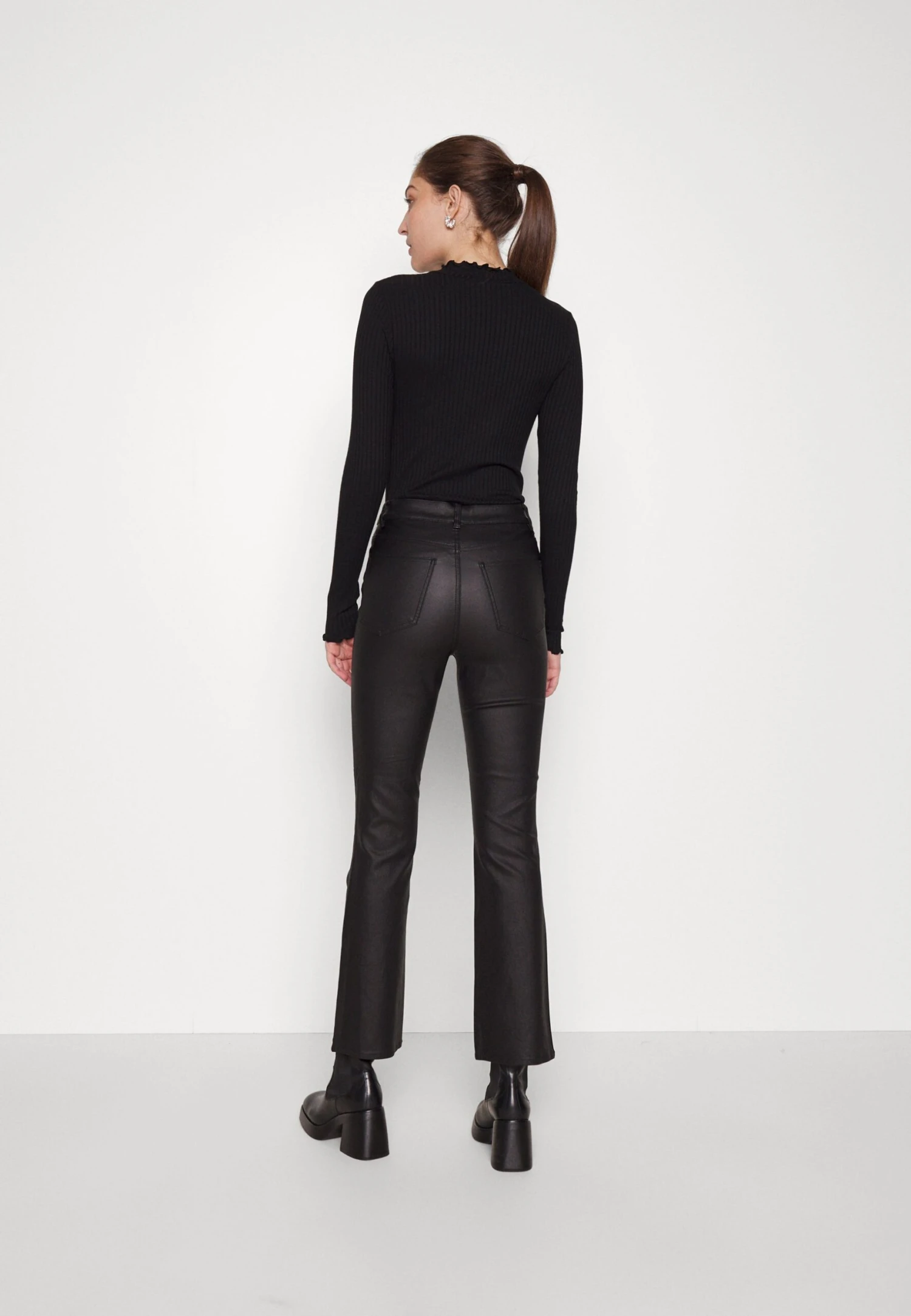 Objbelle Coated Flared Pants - Trousers 3 Objbelle Coated Flared Pants - Trousers - Image 3