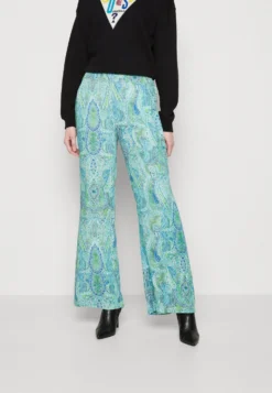 Emily Van Den Bergh Pants - Trousers - Green/Blue Paisley