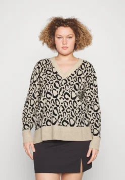 V Neck Top- Jumper - Natural Melange/Black