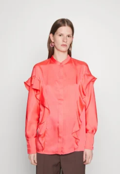Edition Geranimo Drapy - Button-Down Blouse - Sunkist Coral