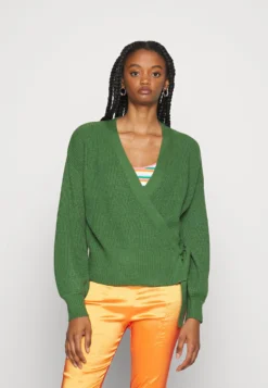 Object Objmalena Wrap Cardigan - Jumper - Artichoke Green Melange