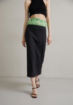 A.W.A.K.E. Mode High Waisted Pencil Skirt With Drawstring Detail - Pencil Skirt - Multicolor