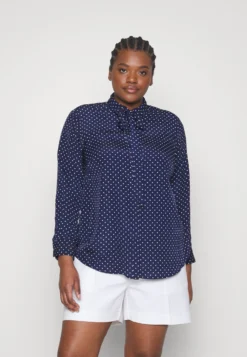 Katazrina - Button-Down Blouse - Navy/Cream