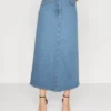 Selected Femme Slferin Long Flar Skirt - A-Line Skirt - Medium Blue Denim