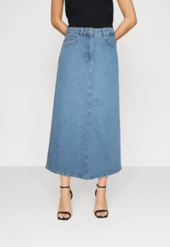 Selected Femme Slferin Long Flar Skirt - A-Line Skirt - Medium Blue Denim