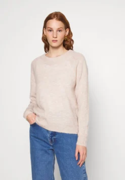 Selected Femme Slflulu Ls O-Neck B - Jumper - Birch Melange