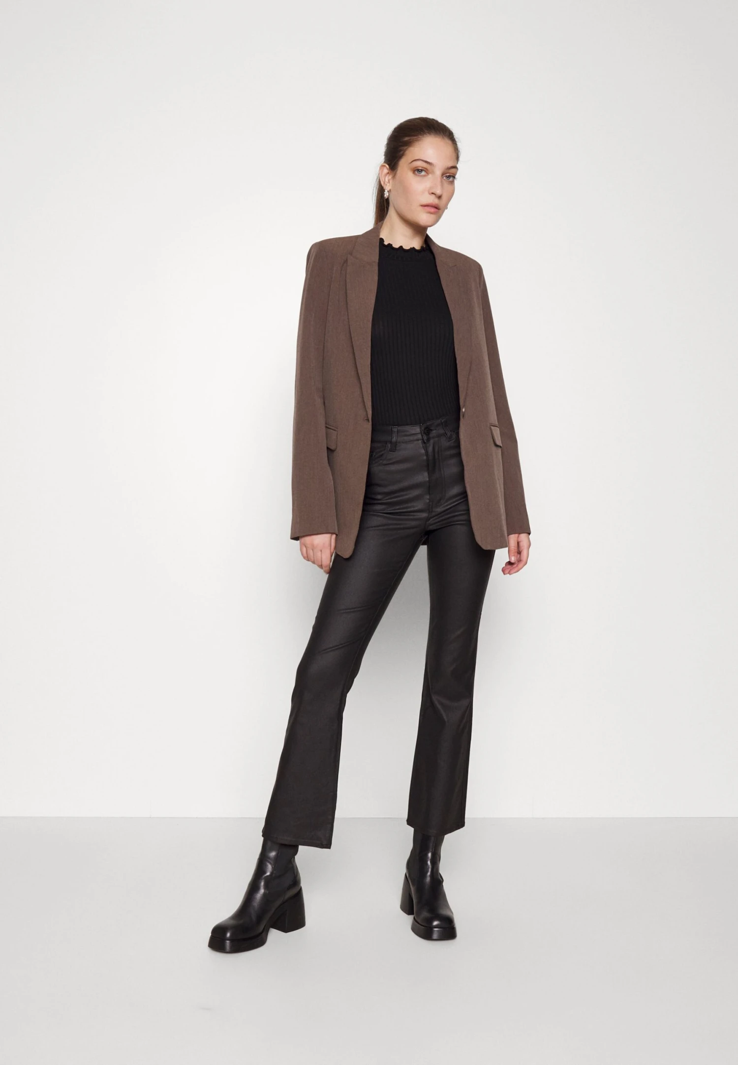 Objbelle Coated Flared Pants - Trousers 2 Objbelle Coated Flared Pants - Trousers - Image 2