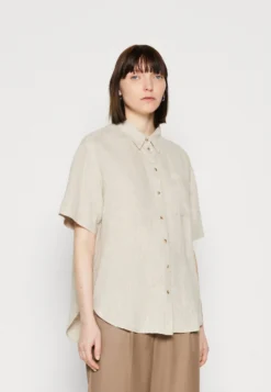 MOSS COPENHAGEN Ginia 2/4 Shirt - Button-Down Blouse - Sand