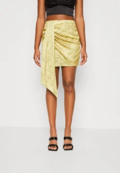 In The Style Leopard Print Wrap Front Skirt - Mini Skirt - Gold