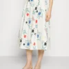 Marimekko Garrel Herbaario Skirt - A-Line Skirt - White/Green/Blue/Red