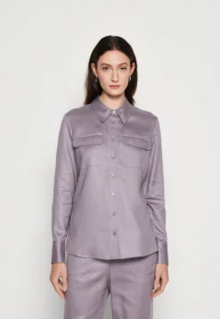 Calvin Klein Pocket Shirt - Button-Down Blouse - Purple Calla