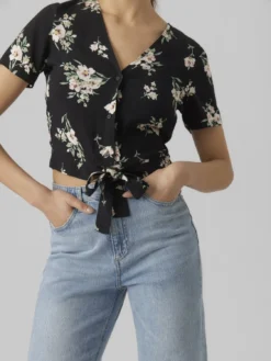 Vero Moda Vmeasy Tie - Blouse - Black/Multi-Coloured -Esprid Shop c6b61f7f8a13440d87c6b3d653695a97