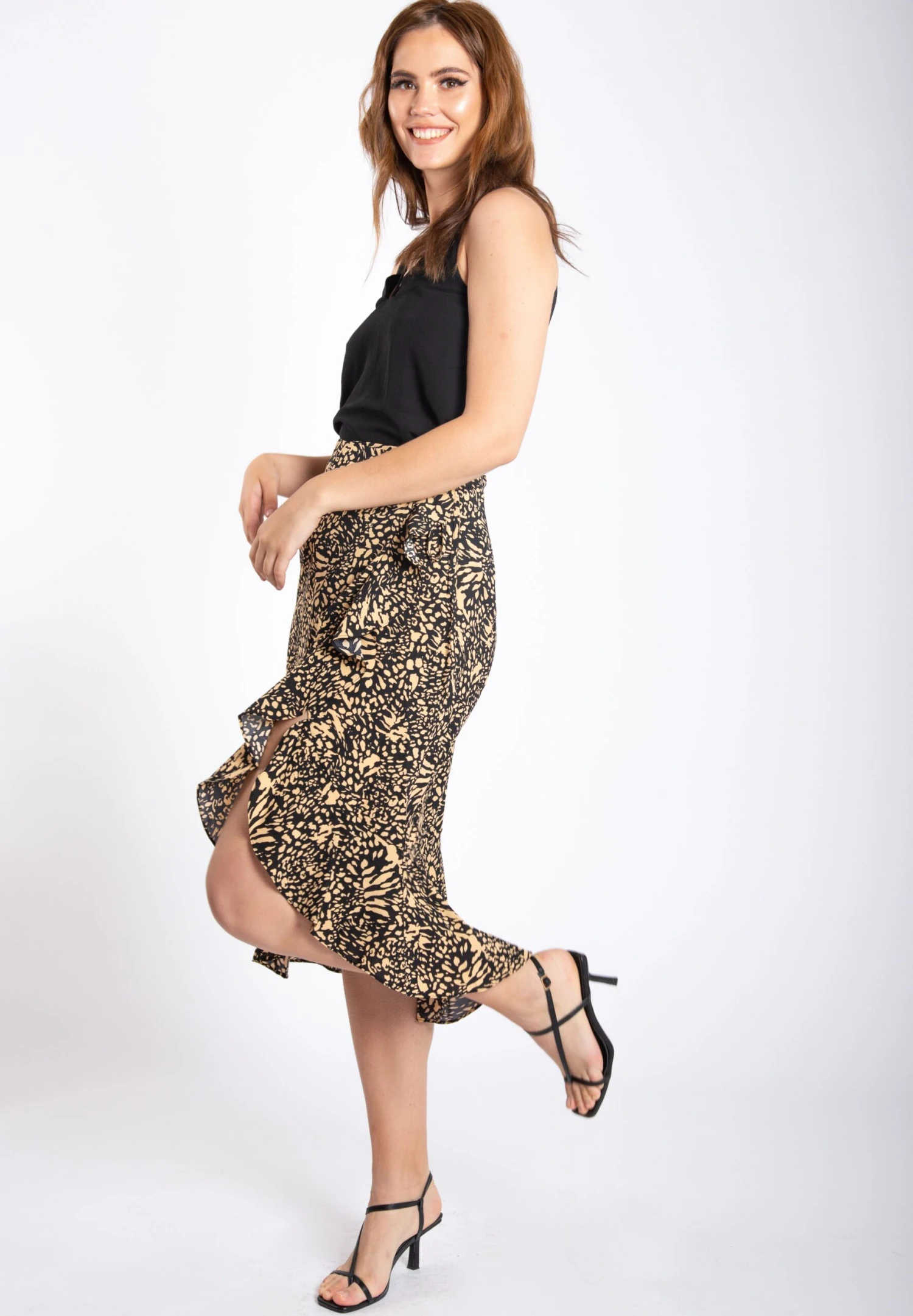 Ruffle - A-Line Skirt - Beige 2 Ruffle - A-Line Skirt - Beige - Image 2