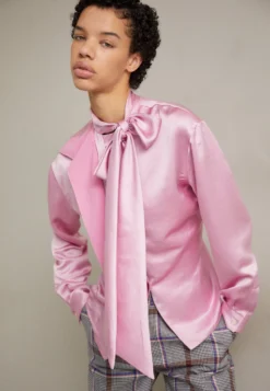 Victoria Beckham Scarf Neck Blouse - Button-Down Blouse - Rose