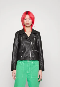 ONLY Onlmia Biker Jacket - Faux Leather Jacket - Black