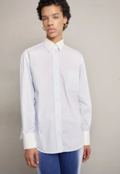 Victoria Beckham Oversized Mens - Button-Down Blouse - Sky Blue/White