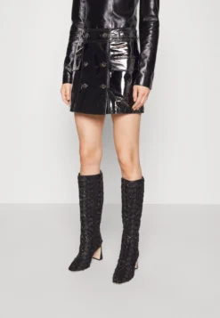 Filenia Skirt - Leather Skirt - Black Patent