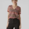 Vero Moda Vmdicte Ss V-Neck Top Jrs - Blouse - Bittersweet/Bon Bon + Navy B + Snow W + Etc