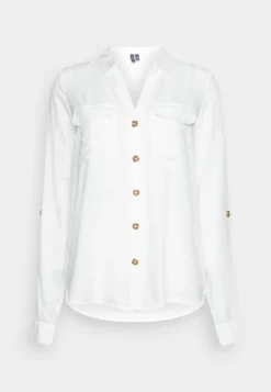 Vero Moda Tall Vmbumpy Shirt New- Button-Down Blouse - Snow White