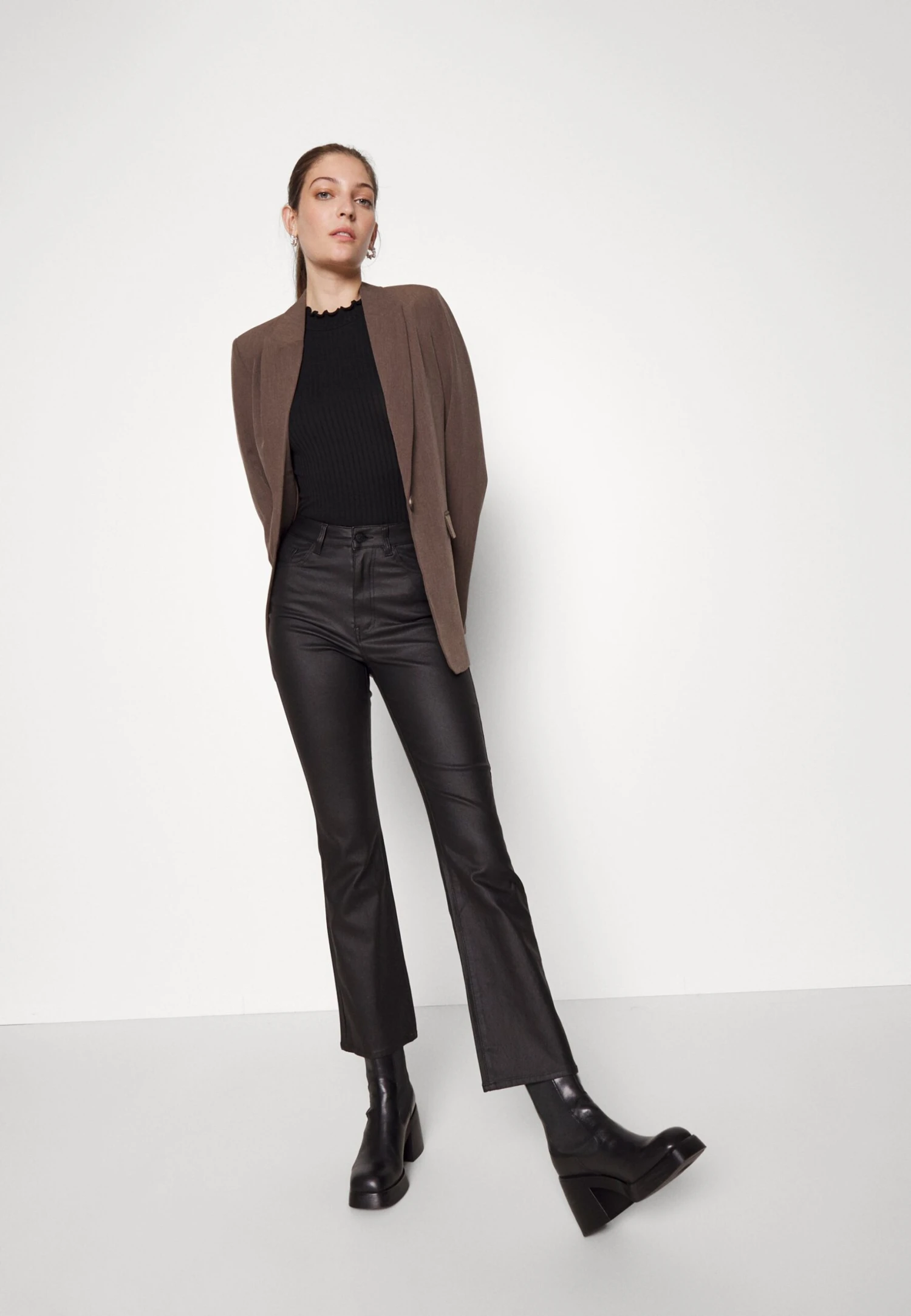 Objbelle Coated Flared Pants - Trousers 4 Objbelle Coated Flared Pants - Trousers - Image 4
